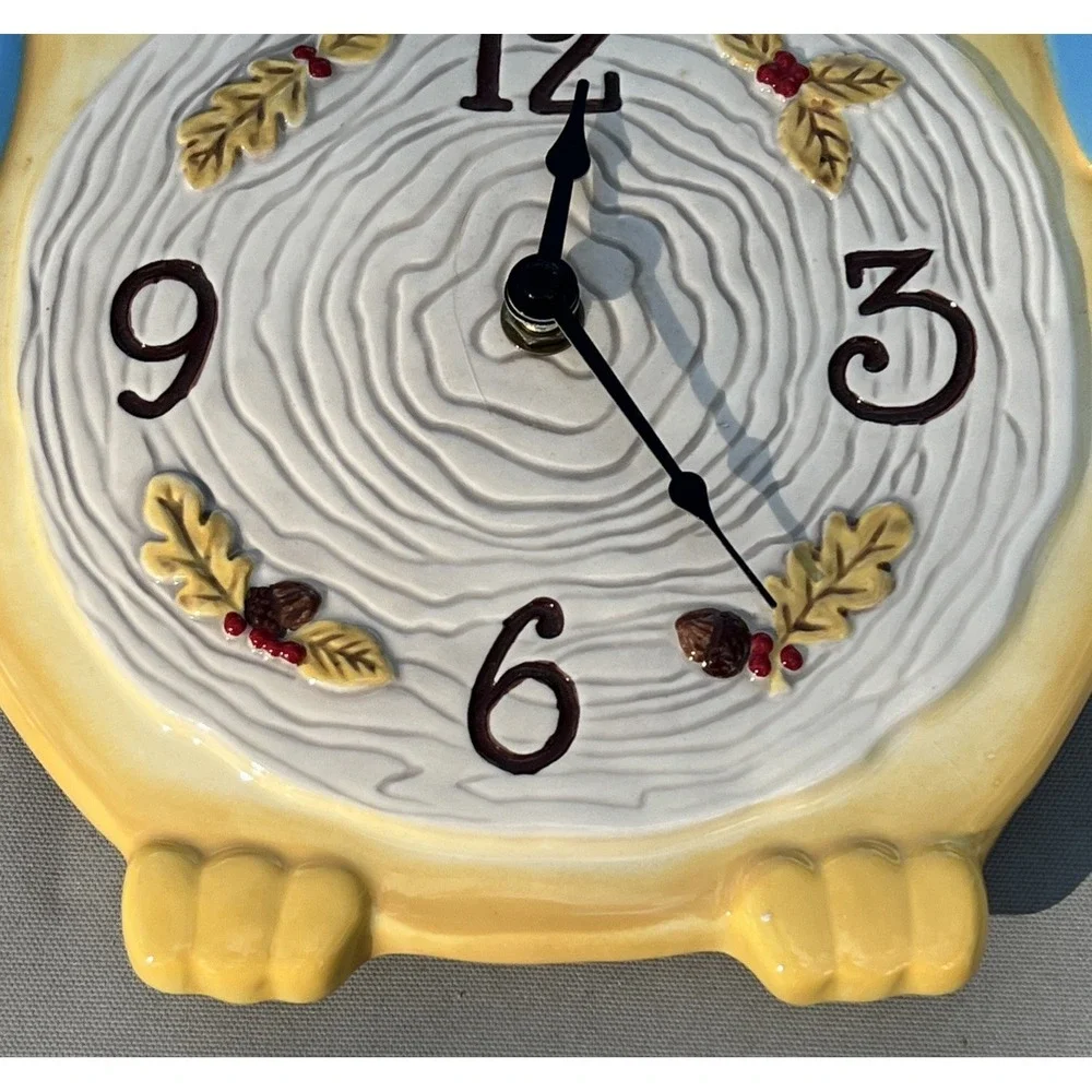Owl Wall Clock Ceramic Cabin Country Bird Nature Farmhouse Cottagecore Grassland